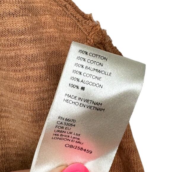 Free People Vintage Textured Henley Tank Medium Doe Rust Sleeveless Top Casual - Picture 7 of 7